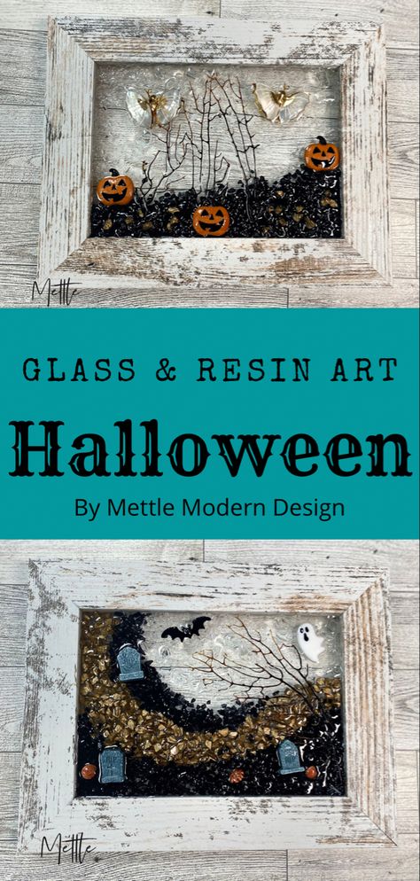 Glass art. Resin art. Halloween DIY. Halloween Glass Art, Glass Resin Art Diy, Glass Resin Art, Art For Halloween, Halloween Resin, Creative Tutorials, Creative Circle, Canvas Art Projects, Resin Projects