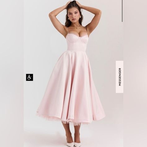 House of CB MADEMOISELLE BALLERINA PINK MIDI DRESS Ballerina Pink, House Of Cb Dresses, Embellished Clutch, Ballerina Dress, Duchess Satin, Platform Mules, Pink Ballerina, Darling Dress, Pink Tulle