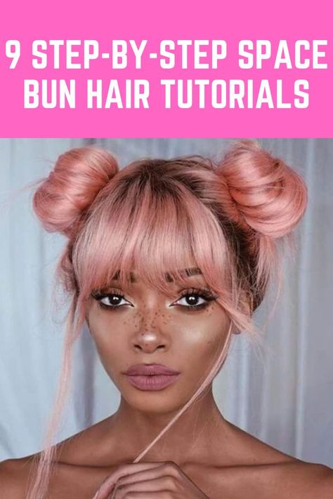 Buns Short Hair, Space Buns Short Hair, Themed Hairstyles, Space Bun Hairstyle, Space Bun Hairstyles, Space Buns Hair, Braided Space Buns, Space Bun, Teasing Brush