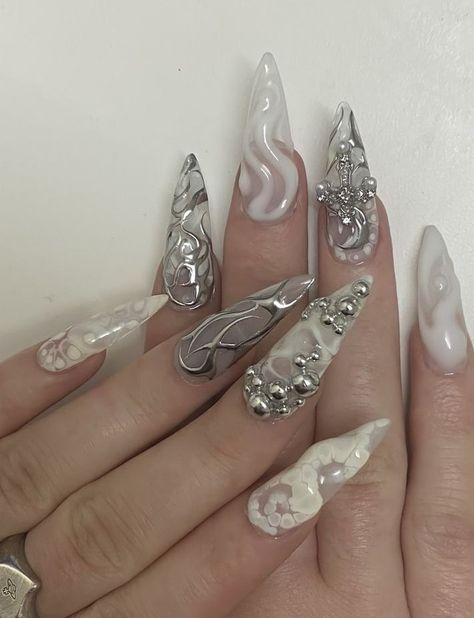 Grunge Nails, Pretty Gel Nails, Soft Nails, Prom Nails, Dream Nails, Funky Nails, Pretty Acrylic Nails, Nails Inspo, Dope Nails