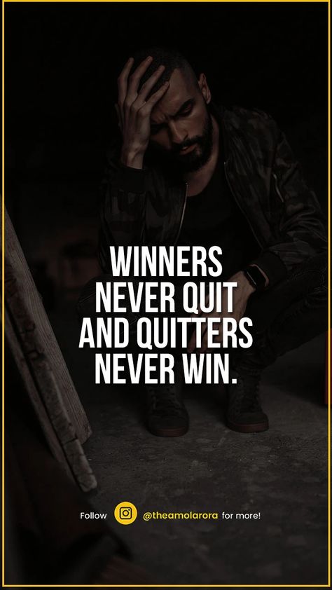 Champions Never Quit, Quitters Never Win 🏆💪 Winners Never Quit, Business Learning, Self Respect Quotes, Respect Quotes, Inspire Quotes, Never Quit, Start An Online Business, Motivational Stories, Best Islamic Images