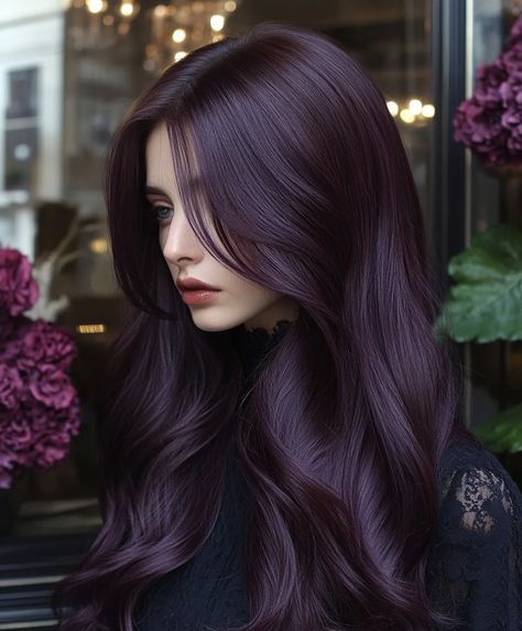 Top 51 Fall Hair Colors for Dark Hair: Bold & Beautiful Ideas - AskNaij Dark Brown Hair With Undertones, Nightshade Hair Color, Dark Brown Hair With Violet Highlights, Bleach Free Hair Color For Dark Hair, Burgundy Violet Hair, Violet And Red Hair, Dark Purple Color Combinations, Violet And Black Hair, Purple Brown Aesthetic