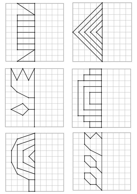 Symmetry Math, Teaching Maps, Symmetry Worksheets, Free Printable Puzzles, Visual Perception Activities, Coordinate Graphing, Math Patterns, Graph Paper Drawings, Art Worksheets