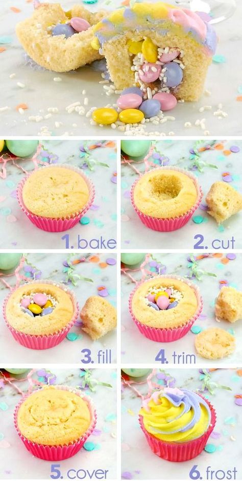 Have you ever made #pinata #cupcakes before? They're super #simple to make, and you can use any #sprinkles or #candy inside! 🧁 Candy Filled Cupcakes, Surprise Cupcakes, Pinata Cupcakes, Easter Egg Cookie, Cupcakes Filled, Ideas Cupcakes, Cookie Decorating Kit, Easter Egg Cookies, Easter Surprise