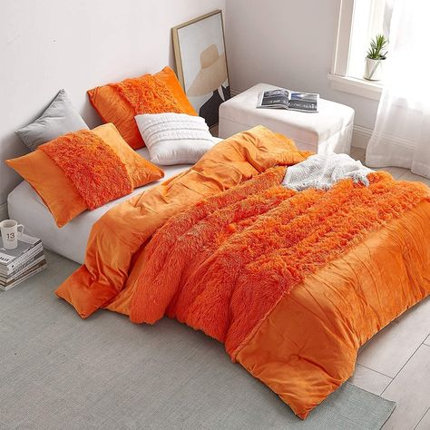 Dorm Comforters, Orange Comforter, Oversized Comforter, College Bedding, Orange Rooms, Diy Girls, Orange Bedding, Twin Xl Comforter, Bedroom Orange