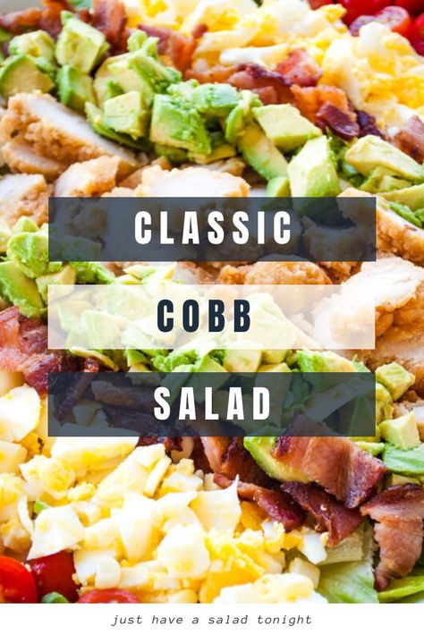 Salad Cobb Recipe, Cobb Salad Bar Ideas, Best Cobb Salad Recipes, Cobb Salad Lunch Prep, Salad Recipes For Groups, Homemade Cobb Salad, Cobb Salad Recipes For Dinner, Mediterranean Cobb Salad, Spinach Cobb Salad