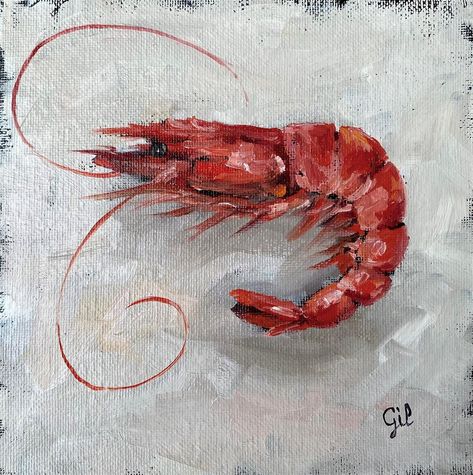 Seafood Pictures, Shrimp Painting, Jacket Reference, Food Paintings, Still Life Pictures, Louisiana Art, Oil Painting Inspiration, Live Painting, Food Painting