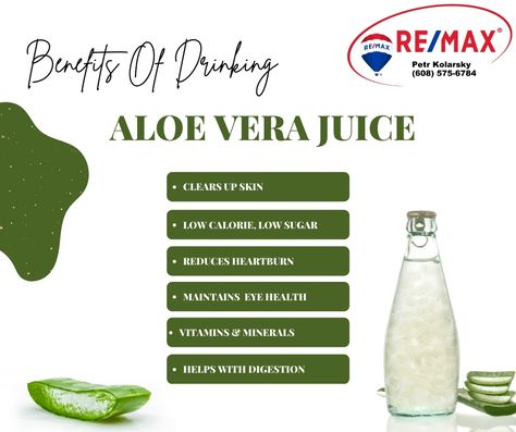 Aloe vera is known for being one of the best ways to soothe a sunburn. But that's not aloe's only superpower. Drinking aloe vera juice is one of the best ways to reap health benefits from the plant. Making aloe vera juice is a very simple process. Start by plucking several leaves off a healthy mature aloe vera plant. Next, carefully cut into the leaves and extract the gel you see. Lastly, mix the gel in with water and then you have tasty aloe vera juice to sip! #PetrKolarskyREMAX #Integrit Drinking Aloe Vera Juice, Drinking Aloe Vera, Aloe Vera Drink, Aloe Vera Plant, Health Vitamins, Aloe Vera Juice, Eye Health, Low Sugar, The Plant