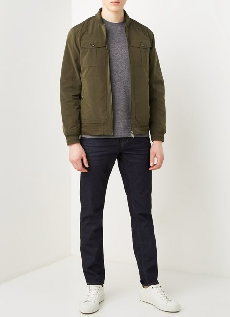 Olive Jacket Outfit Men, Olive Green Jacket Outfit Men, Summer Casual Outfits Men, Outfit Levis, Green Jacket Outfit, White Shoes Outfit, Asian Men Fashion, Mens Smart Casual Outfits, White Casual Shoes