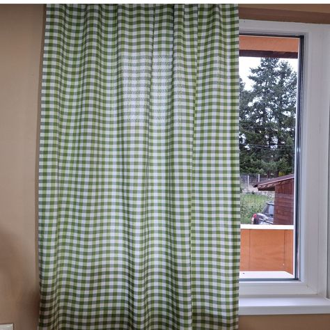 Plaid Drapes, Checkered Curtains, Country Valances, Gingham Curtains, Ruffled Tablecloth, Buffalo Check Curtains, Curtains For Kitchen, Check Curtains, Country Cottage Kitchen