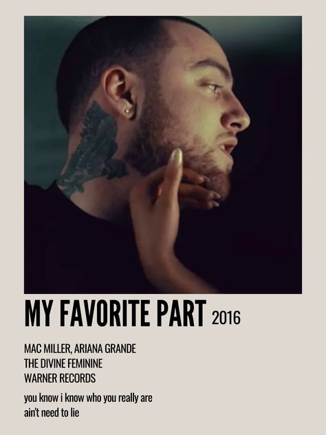 minimal aesthetic polaroid song poster for my favorite part by mac miller featuring ariana grande for the album the divine feminine Mac Miller Minimalist Poster, Pink Mac Miller Poster, Divine Feminine Art Mac Miller, Good Am Poster Mac Miller, The Divine Feminine Mac Miller Minimalist Poster, The Way Ariana, Mac Miller Songs, Mac Miller Ariana, One Year Gift