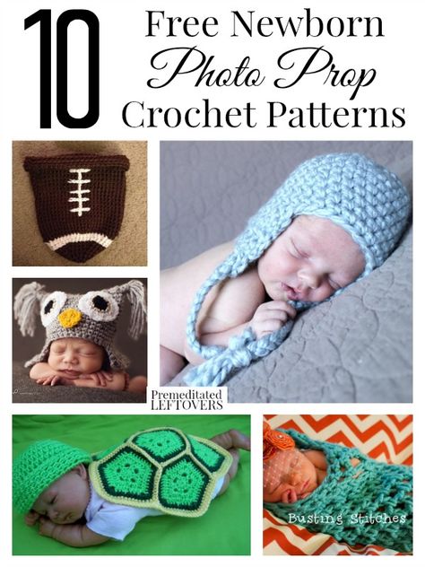 Are you expecting soon? Getting excited to take your little one's newborn pictures? Here are 10 free newborn photo prop crochet patterns to choose from! Crochet Baby Props, Newborn Crochet Photo Props, Free Baby Clothes, Crochet Baby Photo Prop, Preemie Hats, Props Free, Crochet Photo Props, Crochet Costumes, Newborn Crochet Patterns