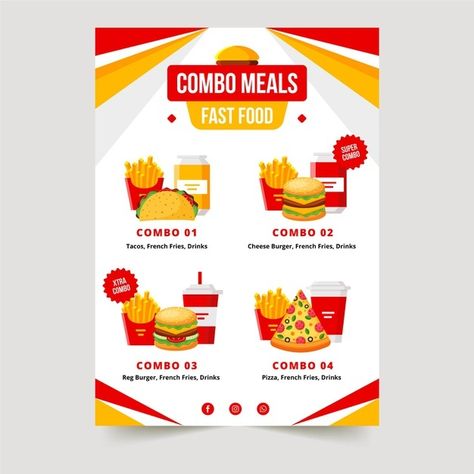 Restaurant Brochures, Restaurant Poster, Fast Food Menu, Thumbnail Design, Certificate Design, Food Poster, Menu Design, French Fries, Poster Template