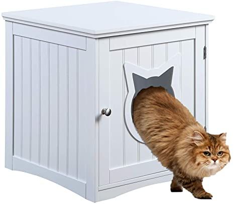 AmazonSmile : Cat House Side Table, Nightstand Pet House, Litter Box Furniture Indoor Pet Crate Litter Box End Table, Litter Box Enclosure, (White) : Pet Supplies Litter Box Covers, Cat Litter Box Enclosure, Litter Box Furniture, Litter Box Enclosure, Pet Enclosure, Cat Litter Box Furniture, Indoor Pets, Table Nightstand, Pet Crate