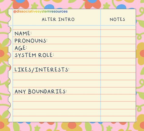 System Bingo Did, Alters In Did, Did System Alter Roles List, System Intro Template, Did System Intro Template, Alter Introduction Template Did, Did System Alter Intro, Alter Intro Template, Did System Art