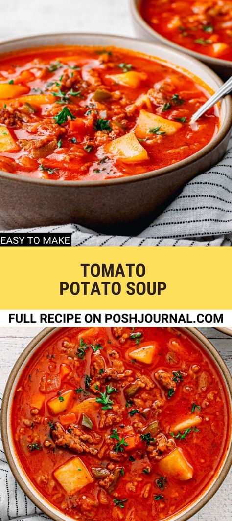 Potato Tomato Recipe, Tomato Paste Recipe, Chicken Potato Soup, Tomato Potato, Italian Sausage Soup, Homemade Soup Recipe, Best Soup Recipes, Beef And Potatoes, Beef Casserole Recipes