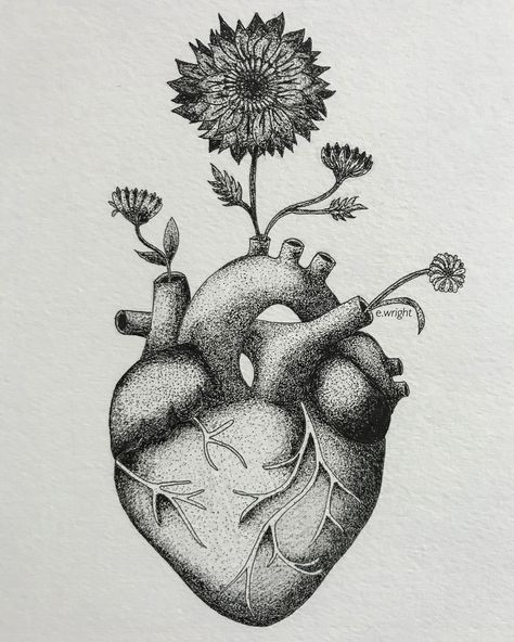 Stipling Ideas, Stipling Drawings, Stipple Art, Heart And Flowers, Dotted Drawings, Forest Drawing, Stippling Art, Bag Illustration, Flowers Drawing