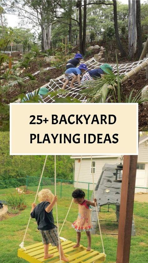 Create an enchanting kids' paradise in your own backyard! 🌈🏡 Elevate their playtime with exciting activities like a customized obstacle course, a thrilling nature scavenger hunt, or an inspiring outdoor art studio. Witness their imagination and eagerness flourish amidst the great outdoors. It's time to craft unforgettable memories and turn your backyard into their beloved playground! Explore the joy of #BackyardPlaytime, embark on thrilling #OutdoorAdventures, and unleash endless creativity! Cool Outdoor Play Areas, Fire Pit Playground Backyard, Kids Jungle Gym Outdoor, Garden Play Area Ideas Diy, Garden Ideas For Children, Grown Up Playground, Natural Playground Diy Outdoor Play Spaces, Small Kids Backyard Ideas, Outdoor Marble Run