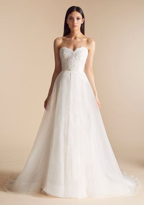 Allison Webb 'Deveraux' Wedding Dress With Overskirt, Allison Webb, Wedding Dresses Kleinfeld, Flare Wedding Dress, Organza Wedding Dress, Kleinfeld Bridal, Organza Wedding, Fit And Flare Wedding Dress, White Wedding Dress