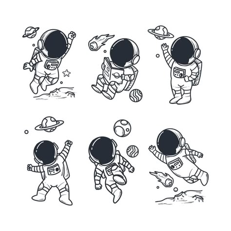 Cartoon Astronaut Tattoo, Astronaut Flash Tattoo, Small Spaceman Tattoo, Floating Astronaut Drawing, Austranaut Tattoo, Tiny Astronaut Tattoo, The Astronaut Tattoo, Astronaut Tattoo Minimalist, Cute Astronaut Tattoo