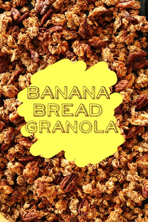 Honey Pecans, Banana Bread Granola, Banana Granola, Vegan Granola, Nut Granola, Acai Bowls, Minimalist Baker, Hemp Hearts, Granola Recipe