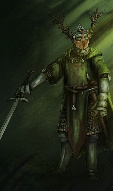 Green Knight Art, Deer Knight, Stag Knight, Ancients Paladin, Grail Knight, Knight Concept Art, Knights Of Honor, Kings Guard, Armor Design