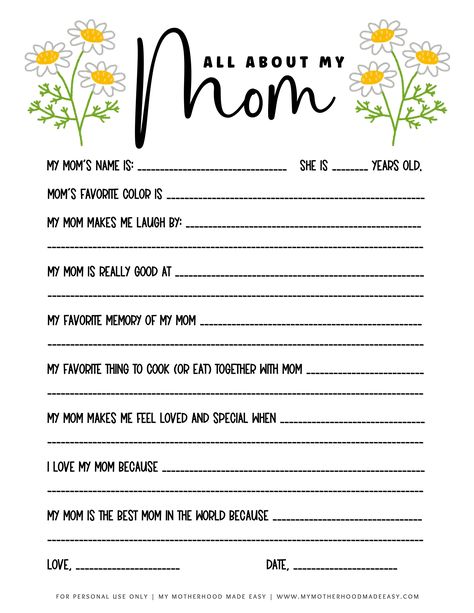 All about mom worksheet pdf    Looking for a fun way to celebrate mom this Mother's Day? Try out our FREE Mother's Day All About My Mom Printable! Not only does it make a fun activity to complete, but a great gift for mom! Activity For Mother's Day, Mothers Day Questions For Kids, Mother Day Questions For Kids, Mom Questionnaire Free Printable, Mothers Day Activities For Kids, All About Mom Free Printable, All About My Mom Free Printable, Mothers Day Questionnaire Free Printable, Mothers Day Worksheets