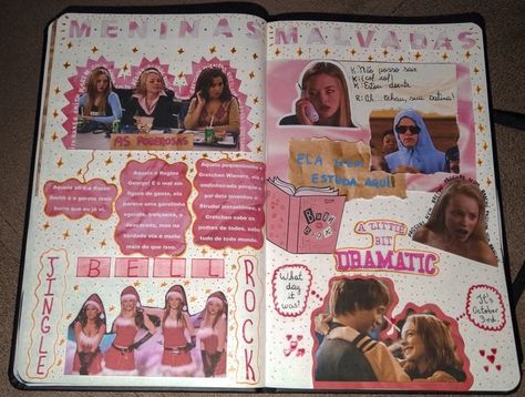 Burnbook Scrapbook, Scrapbook Inside Ideas, Mean Girls Scrapbook, School Memories Scrapbook, Girly Scrapbook, Taylor Swift Homecoming, Memories Book, Movie Journal, Scrapbook Inspo