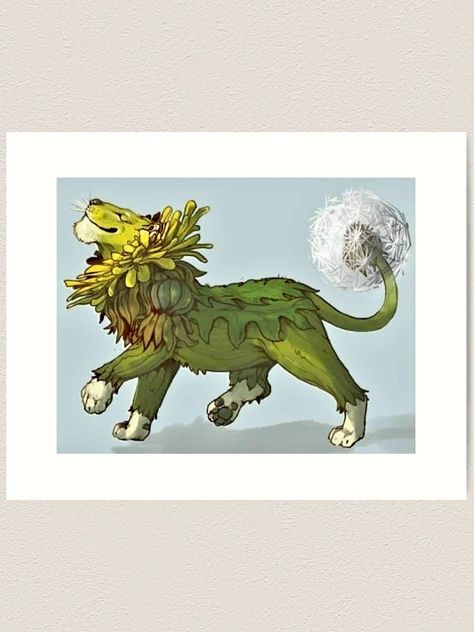 "A dandy lion dandelion " Art Print for Sale by LukjanovArt | Redbubble Dandy Lion Tattoo, Yellow Dandelion Tattoo Design, Alice In Wonderland Dandelion, Yellow Dandelion Drawing, Lion Dandelion, Dandy Lion Tattoos Dandelion Art, Lion Flower, Dandy Lion, Blowing Dandelion