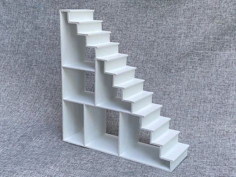 Dollhouse Bookcases and Libraries for Miniature Booklovers Dollhouse Staircase, Staircase Bookshelf, Bookshelf White, Custom Library, Dollhouse Library, Dollhouse Bookcase, Unique Bookcase, Modern Dollhouse Furniture, Antique Shelves