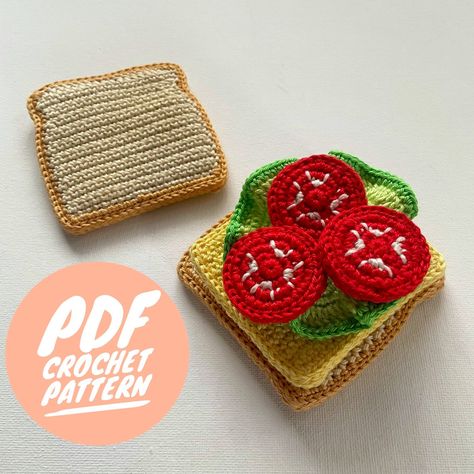 Sandwich Crochet, Crochet Sandwich, Cupcake Crochet, Crochet Cupcake, Crochet Cake, Crochet Octopus, Confection Au Crochet, Crochet Food, Blanket Yarn