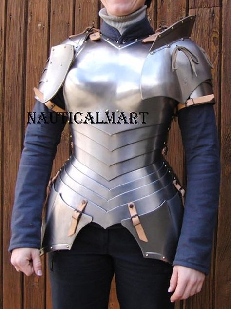 Amazon.com: NauticalMart Medieval Female Fantasy Knight Armor Cuiasss Breastplate with Pauldrons : Clothing, Shoes & Jewelry Fantasy Knight Armor, Medieval Female, Wojskowy Humor, Fantasy Knight, Sca Costumes, Armor Suit, Plate Armor, Woman Suit, Larp Armor