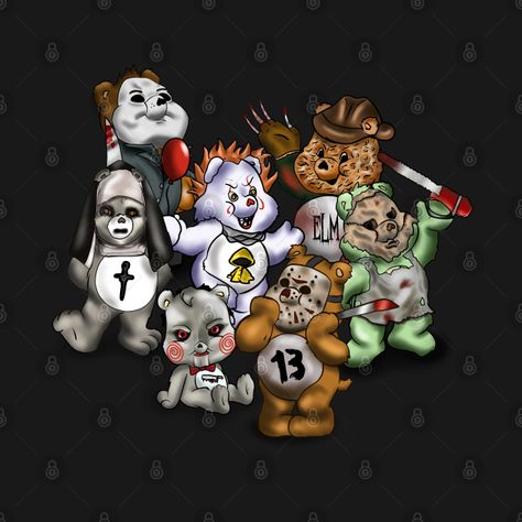 Scare Bears Wallpaper, Halloween Care Bear Tattoo, Halloween Care Bears Wallpaper, Halloween Bear Wallpaper, Horror Care Bears, Horror Quilt, Dare Bears, Creepy Care Bear Tattoo, Scare Bears