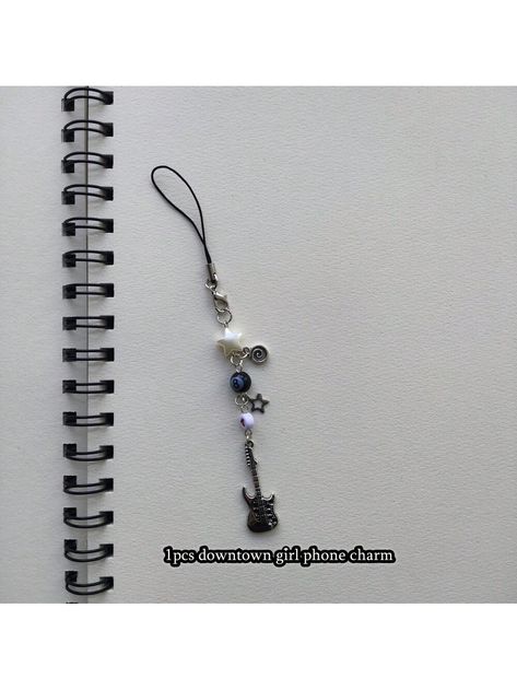 Black  Collar  ABS  Phone Charm Embellished   Jewelry Making Cellphone Charm, Guitar Music, Downtown Girl, Phone Charm, Lanyard, Cell Phone, Guitar, Charms, Jewelry Making