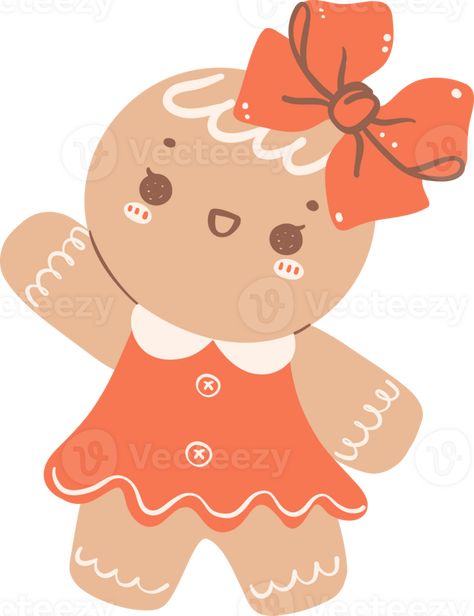 Cute Gingerbread Girl Cartoon Christmas Character Graphic Illustration Retro Gingerbread Man, Gingerbread Girl Drawing, Christmas Cartoons Drawings, Gingerbread Girl Aesthetic, Gingerbread Illustration Christmas, Cute Santa Illustration, Christmas Characters Cartoon, Christmas Character Drawing, Gingerbread Drawings