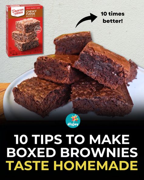 Do you want to know how to make your brownie mixture taste better? Here are 10 simple tips to make boxed brownies taste homemade. Make Brownie Mix Better, How To Make Box Brownies Taste Better, How To Make Boxed Brownies Better, How To Make Box Brownies Better, Box Brownies Better, Box Brownie Recipes Improve, Boxed Brownies Better, Boxed Brownie Recipes, Cornbread Muffins Recipe