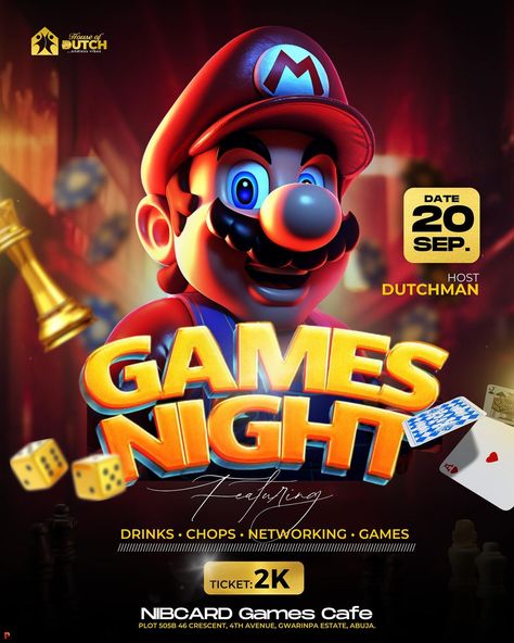 Games Night Flyer Design #gamesnight #flyerdesign Game Night Flyer Design, Game Night Flyer, Game Cafe, Snapchat Streaks, Games Night, Game Tickets, Club Poster, Media Campaign, Social Media Campaign