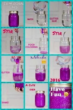 Diy Galaxie, Galaxy Jars, Make Christmas Gifts, Diy Galaxy Jar, Calm Down Jar, Galaxy Jar, Diy Crafts For Teen Girls, Diy Galaxy, Glitter Jars