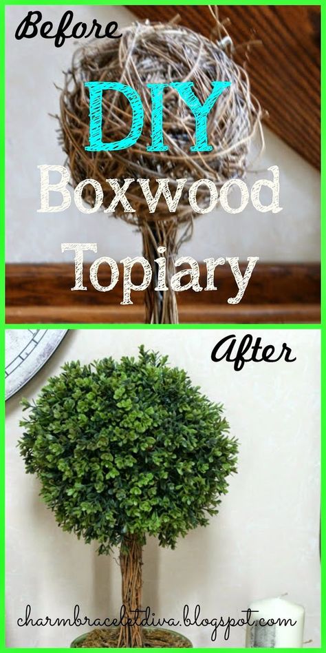 Create your own boxwood topiary with items you probably already have around the house. #DIY Diy Topiary, Topiary Centerpieces, Silk Flower Centerpieces, Topiary Diy, Small Front Porch Ideas, Magnolia Leaf Wreath, Boxwood Balls, Small Front Porch, House Front Porch