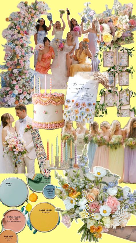 Pastel wedding inspiration, cake, florals, dresses and table settings Pastel Theme Wedding Indian, Pastel Yellow And Blue Wedding Theme, Wedding Theme Spring, Pastel Wedding Ceremony Flowers, Pastel Butterfly Wedding, Spring Pastel Wedding Invitations, Wedding Themes Spring, Victorian Wedding, Pastel Wedding