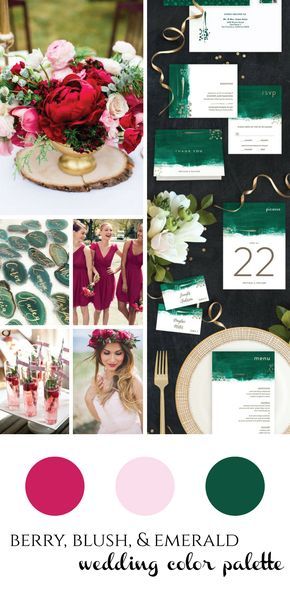 Berry, Blush, & Emerald Wedding inspiration - vibrant and rich jewel tones Emerald Wedding Colors, Berry Blush, Wedding Color Scheme, Berry Wedding, Emerald Green Weddings, Wedding Color Inspiration, Emerald Wedding, Wedding Palette, Wedding Theme Colors