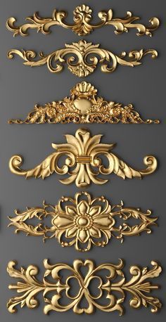 3d Product Animation, Baroque Decor, Carved Wood Wall Art, Motif Art Deco, Product Animation, Wood Carving Designs, 3d Product, Carving Designs, Decorative Elements