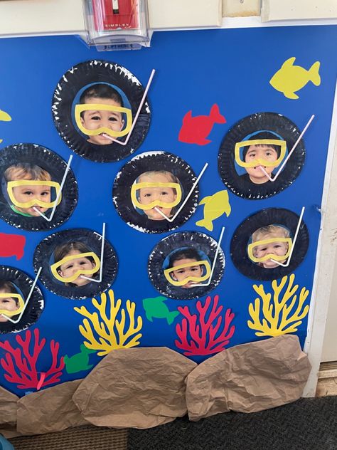 Tropisk Fest, Orange Room, Ocean Theme Preschool, Under The Sea Crafts, Ocean Theme Classroom, Summer Preschool, Preschool Arts And Crafts, Sea Crafts, Under The Sea Theme