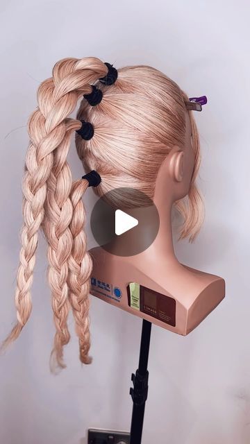 Mark Nelson-Wolter on Instagram: "✨💕 4 PONYTAIL BRAIDS INTO A MOHAWK! Hair Up Do Tutorials @markjohnhair LONDON 💕✨ 
.
.
#braid #braids #braidstyles #braidgang #mohawk #hairtutorial #hairtutorials #hairup #hairups #updo #updos #updostyles #upstyle #hairvideo #hairvideos #updotutorial #texturedhair #pinkhair #hairfashion #hairideas #hairstyles #hairreels #igreels #hairart #hairartist #arty #artistic #artist #ponytail" Two Ponytail Bun, Mohawk Buns Hairstyles, Mohawk Bun Hairstyles, Easy Hairstyles For Work Updo, Bubble Braid Updo, 4 Ponytail Braids, Braided Up Do, Faux Mohawk Updo, Mohawk Buns