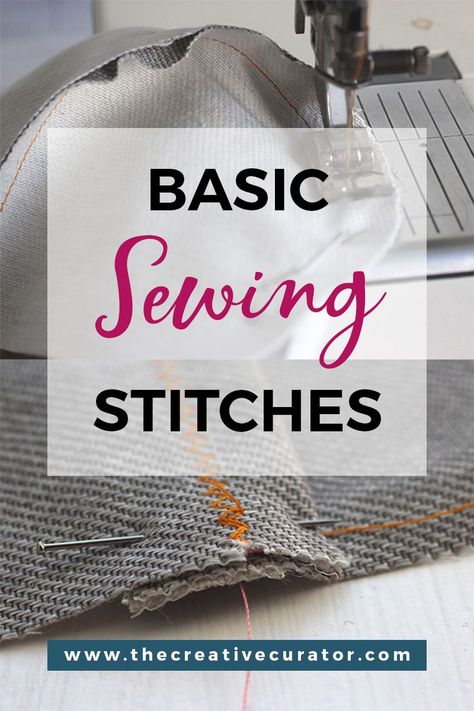 Types Of Stitches Sewing, Basic Sewing Stitches, Stitches Sewing, Sewing Classes For Beginners, Learn Sewing, Sewing Project Ideas, Basic Sewing, Basic Stitches, Simple Sewing