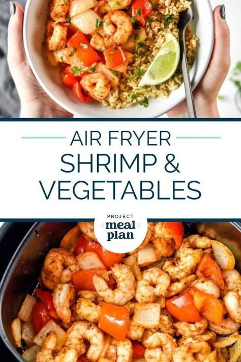 Easy Air Fryer Shrimp, Cooking Raw Shrimp, Air Fryer Shrimp, Braised Red Cabbage, Shrimp And Vegetables, Shrimp Dinner, Shrimp And Rice, Easy Air Fryer, Simple Dinner