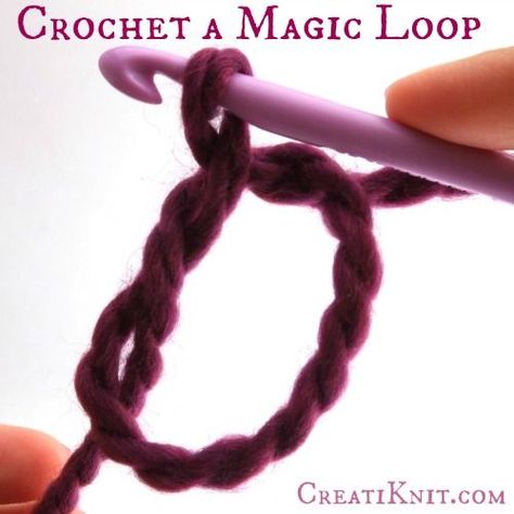 Magic Circle Crochet, Magic Loop, Knitting Needle, Crochet Stitches Tutorial, Crochet Instructions, Crochet Basics, Knit Or Crochet, How To Crochet, Crochet Techniques