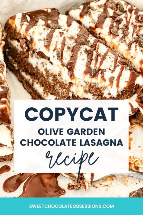 Easy Copycat Olive Garden Chocolate Lasagna Recipe Copycat Olive Garden Chocolate Lasagna, Hot Cocoa Lasagna Dessert, Olive Garden Chocolate Lasagna Recipe, Chocolate Lasagna Olive Garden, Chocolate Brownie Lasagna, Olive Garden Chocolate Lasagna, Dessert Lasagna Recipes, Olive Garden Desserts, Lasagna Desserts