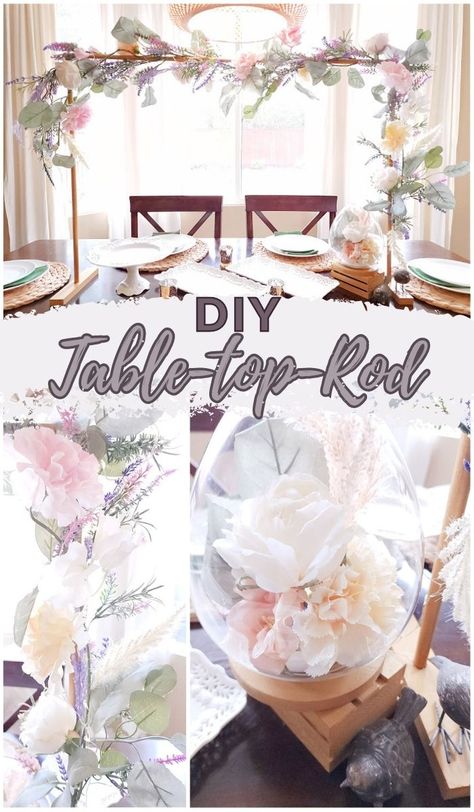 Over The Table Rod, Easy Diy Table, Spring Wedding Party, Diy Table Decor, Party Tablescapes, Amazing Crafts, Make A Table, Pinterest Diy, Floral Garland