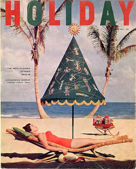 Vintage Holiday mag cover | Lost and Found Books Holiday Magazine, Beach Christmas, Vintage Florida, Vintage Journal, Beach Wall Art, Vintage Magazine, Florida Beaches, Vintage Holiday, Print Ads